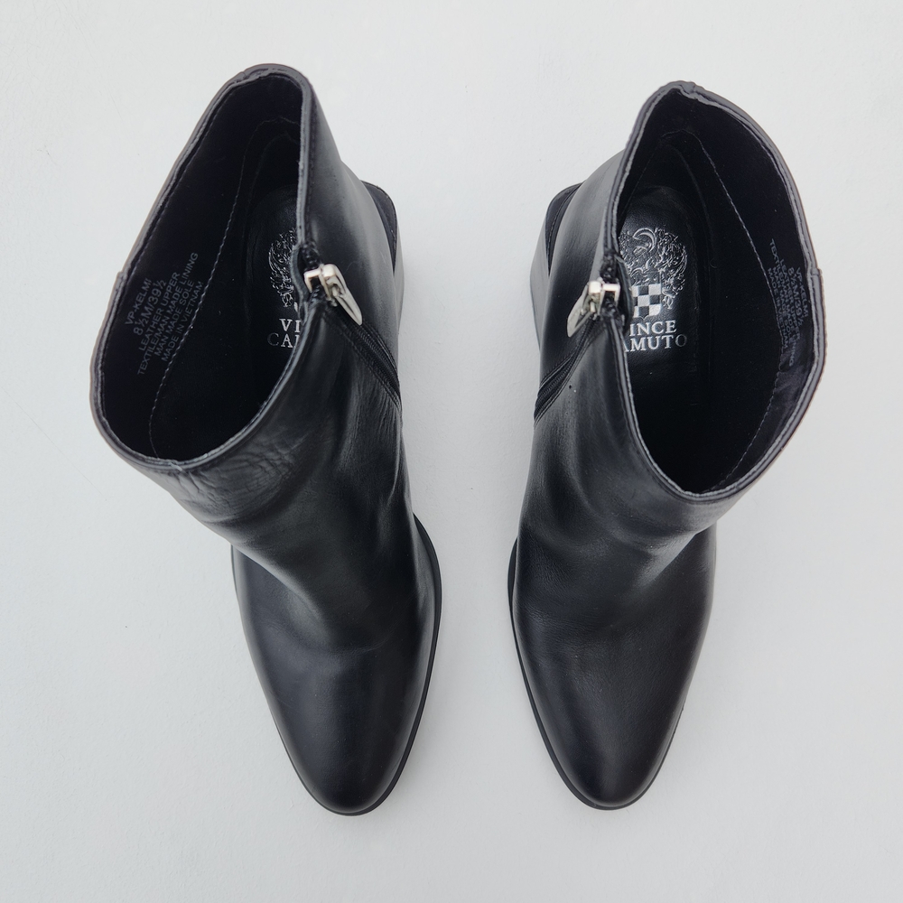 Vince Camuto Kelmi Leather Black Ankle Booties Size 8.5 - Picture 5 of 15